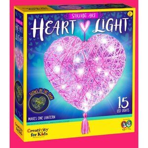 String Art Heart Light Kit 15 LED Glow In The Dark DIY Craft Kids 8+ AZ